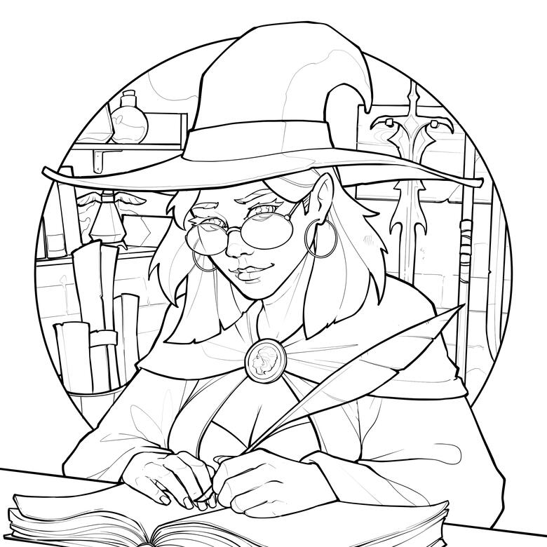 Shopkeeper Witch lineart