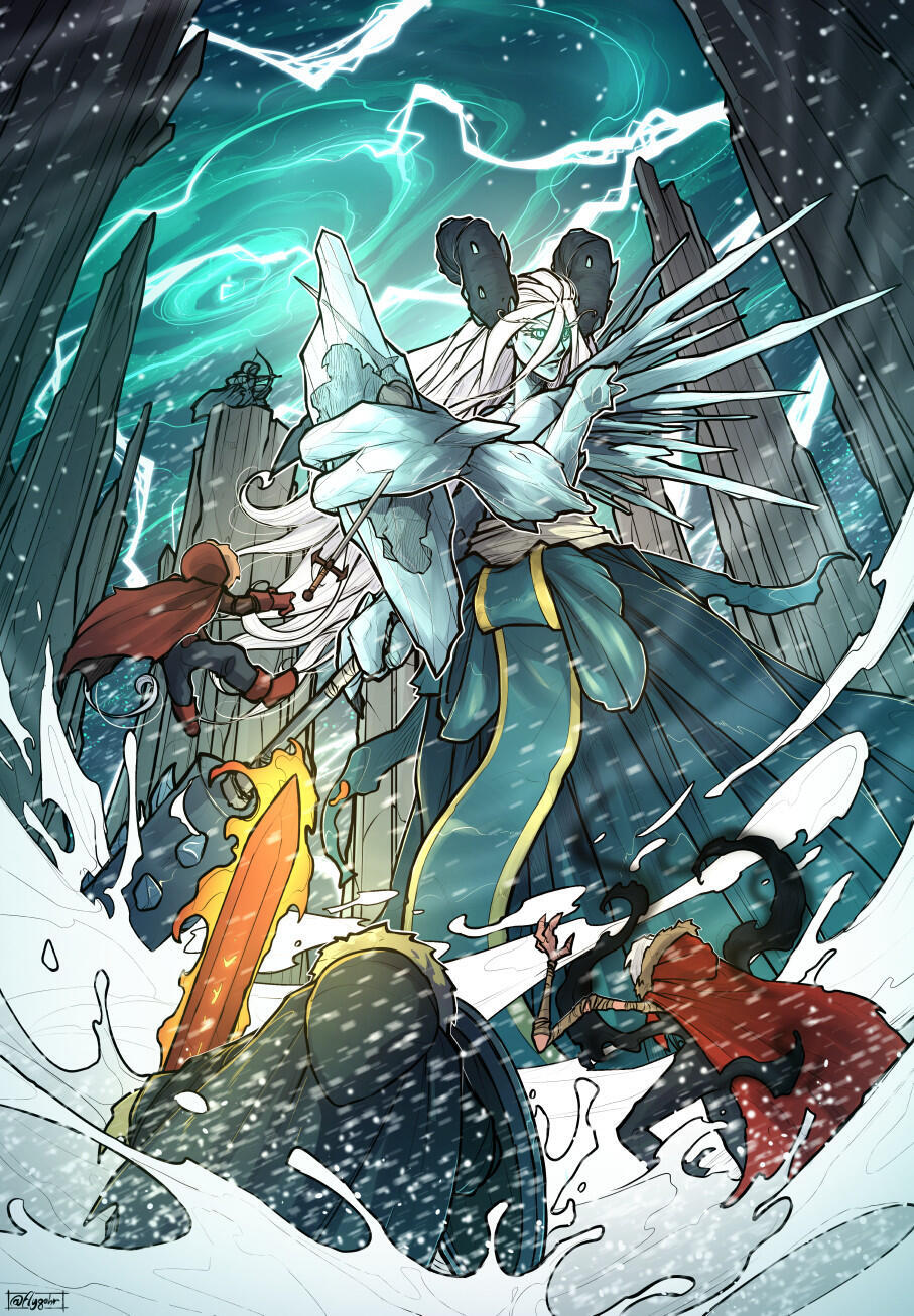 Auril from the Rime of the Frostmaiden, illustration of the 2nd stage of the encounter