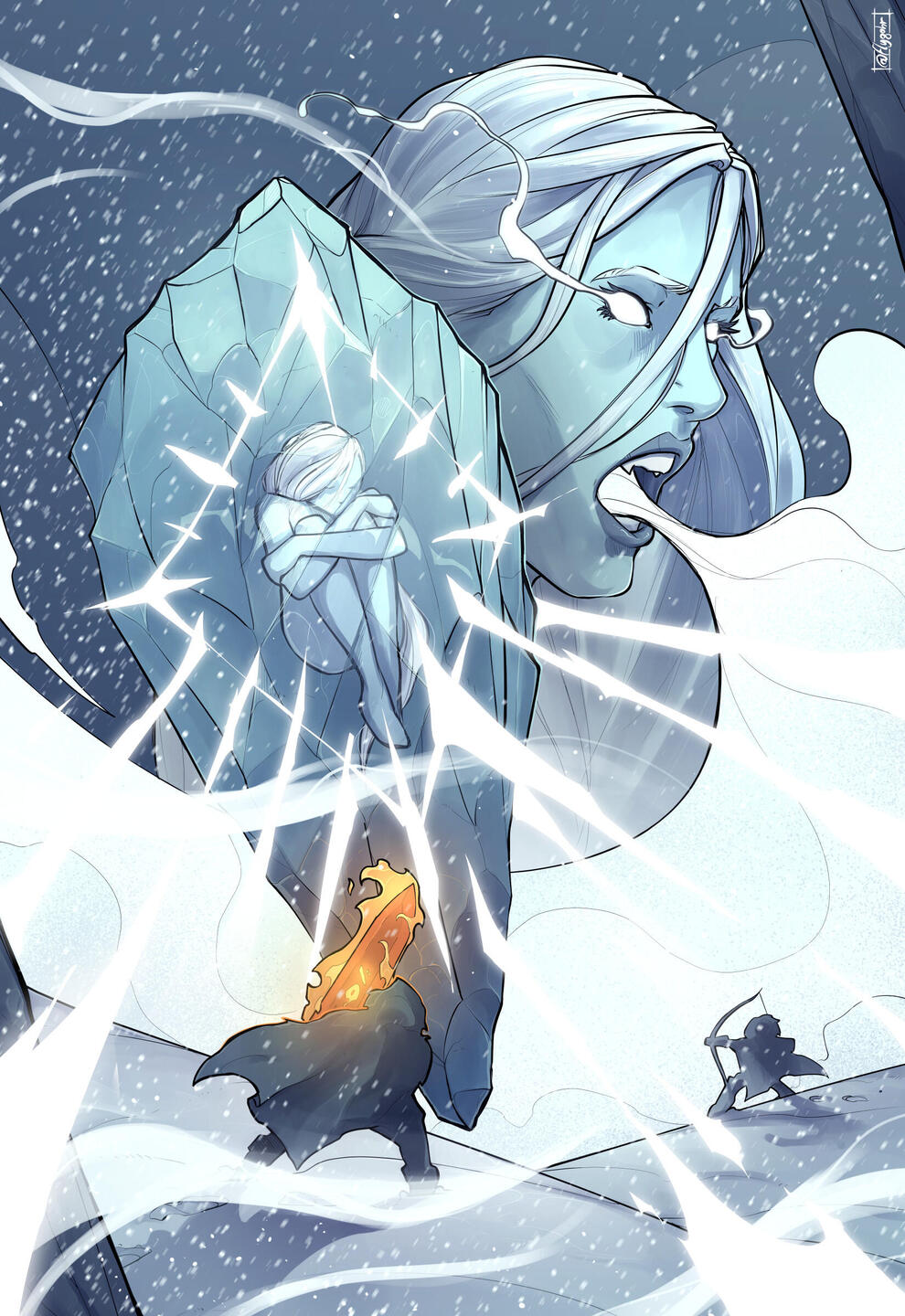 Auril from the Rime of the Frostmaiden, illustration of the 3rd stage of the encounter